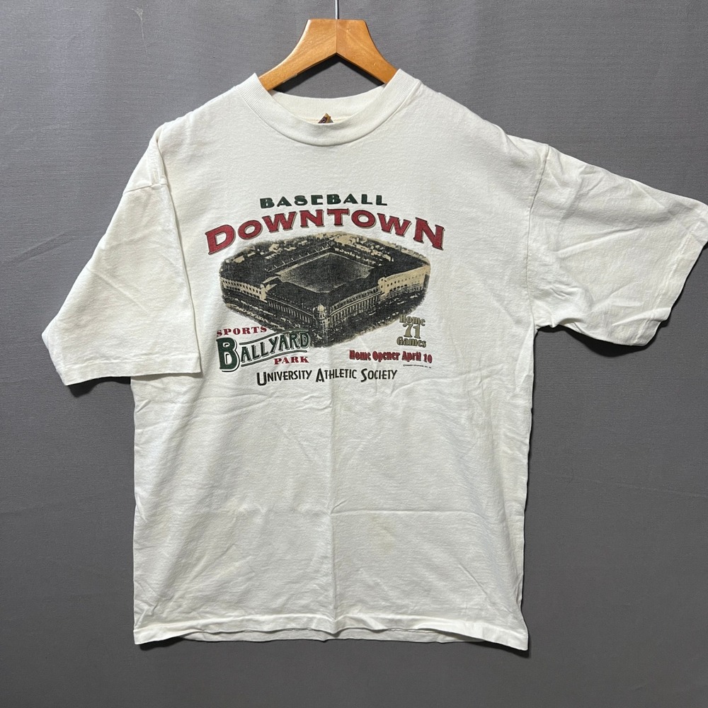 Vintage 1995 University Athletic Society Baseball T-Shirt XXL White Made in USA